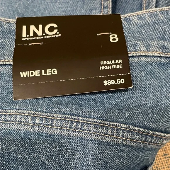 INC International Concepts Blue Flare Jeans with Rhinestone Details - Picture 3 of 4